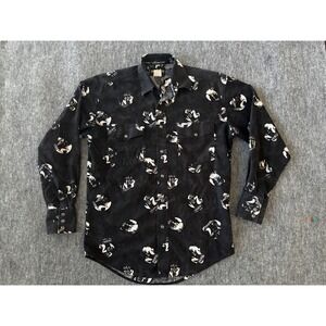 Jack Daniels Old No 7 Brand Black All Print Long Sleeve Western Shirt Mens L